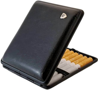 Eksklusiv Vom Hofe cigaretetui i kunstlæder. Klassisk etui i sort